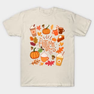 Autumn Vibes Fall Leaves Pumpkin Spice Season T-Shirt